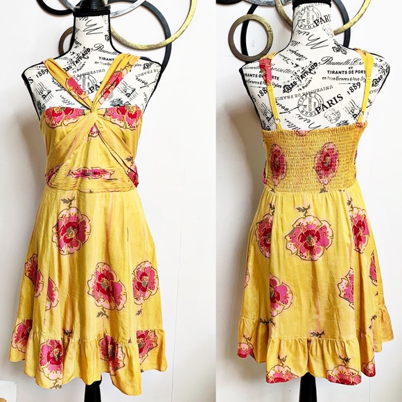 Free People Silk Floral Halter Dress - Picture 1 of 8